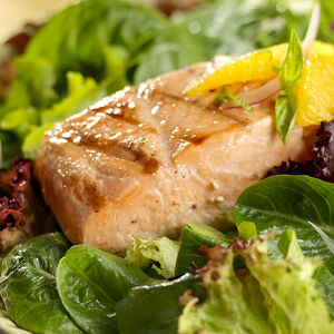Sweet Baby Lettuces_Grilled Salmon with Citrus Salsa and Baby Greens