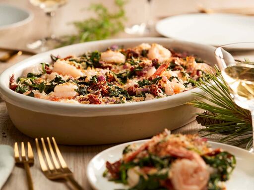 Crispy Tuscan Shrimp Scampi Bake